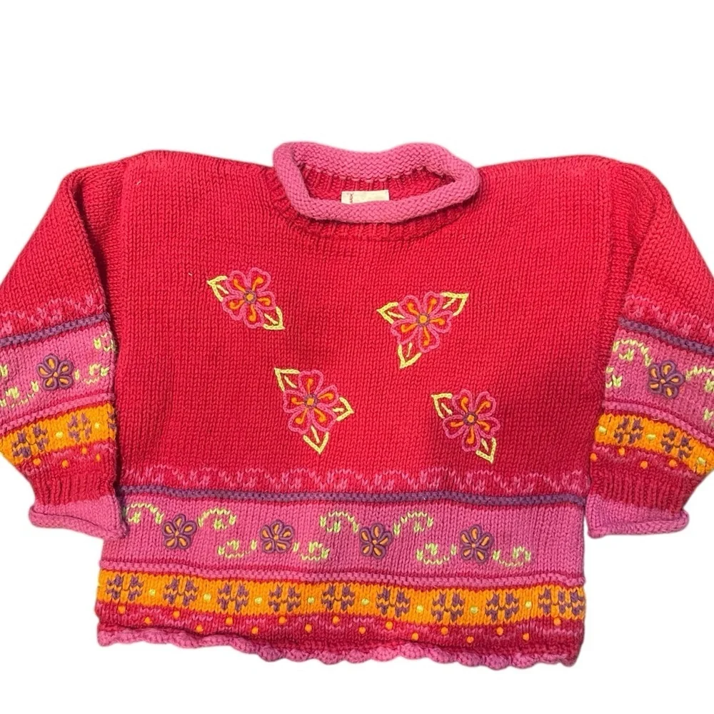 Hanna Andersson Embroidered Knit Sweater, Vibrant Colors, Floral, 0-6 months